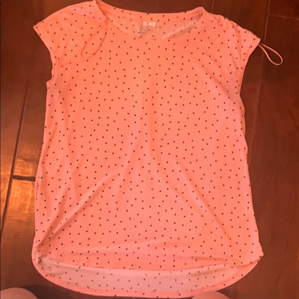 Baby pink blouse with black polka dots